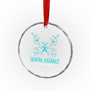 Sexual Assault Awareness Butterfly Ribbon Crystal Glass Ornament TS14 Print Your Wear