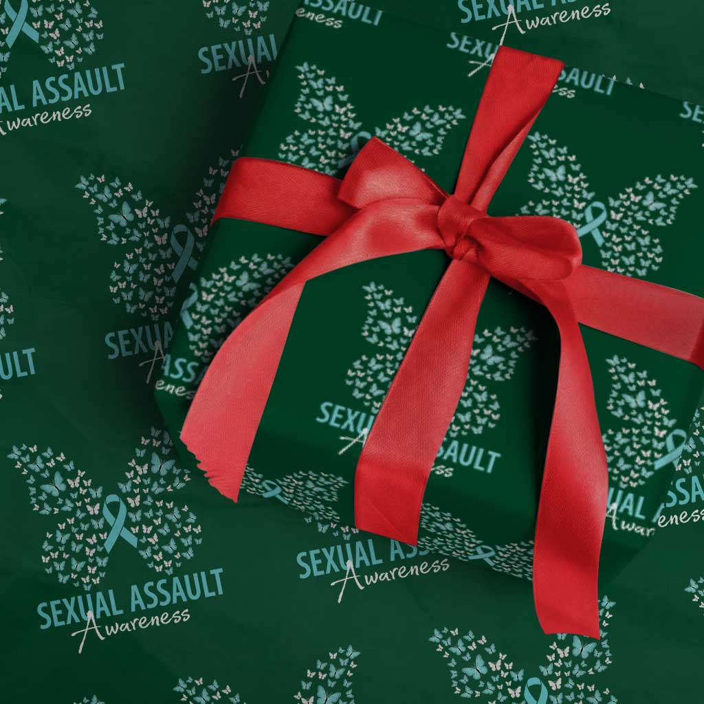 Sexual Assault Awareness Butterfly Ribbon Wrapping Paper Roll TS14 Green Print Your Wear