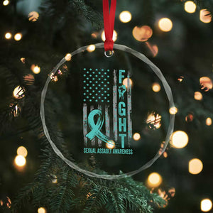 Sexual Assault Awareness Crystal Glass Ornament Fight Cancer American Flag Teal Ribbon TS10 Print Your Wear