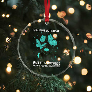 Sexual Assault Awareness Crystal Glass Ornament Healing Is Not Linear But It Is Possible TS14 Print Your Wear