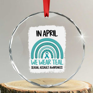 Sexual Assault Awareness Crystal Glass Ornament In April We Wear Teal Ribbon TS14 Transparent Glass 3'' Circle Print Your Wear