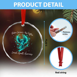 Sexual Assault Awareness Crystal Glass Ornament Phoenix Bird Reborn Rising Born Again Firebird Teal Ribbon TS10 Print Your Wear