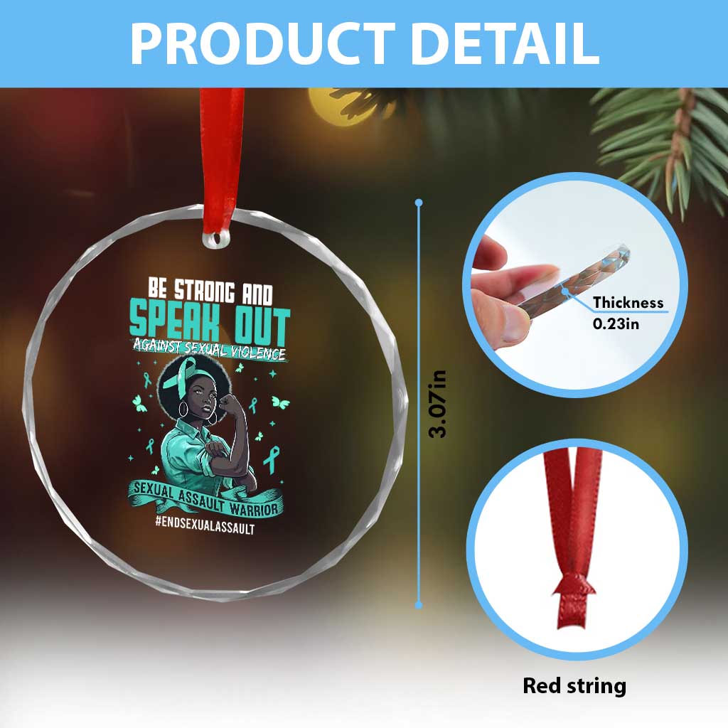 Sexual Assault Awareness Crystal Glass Ornament Support African Women Stop Sexual Abuse Awareness TS14 Print Your Wear