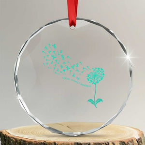Sexual Assault Awareness Crystal Glass Ornament Teal Dandelion Ribbons TS14 Transparent Glass 3'' Circle Print Your Wear