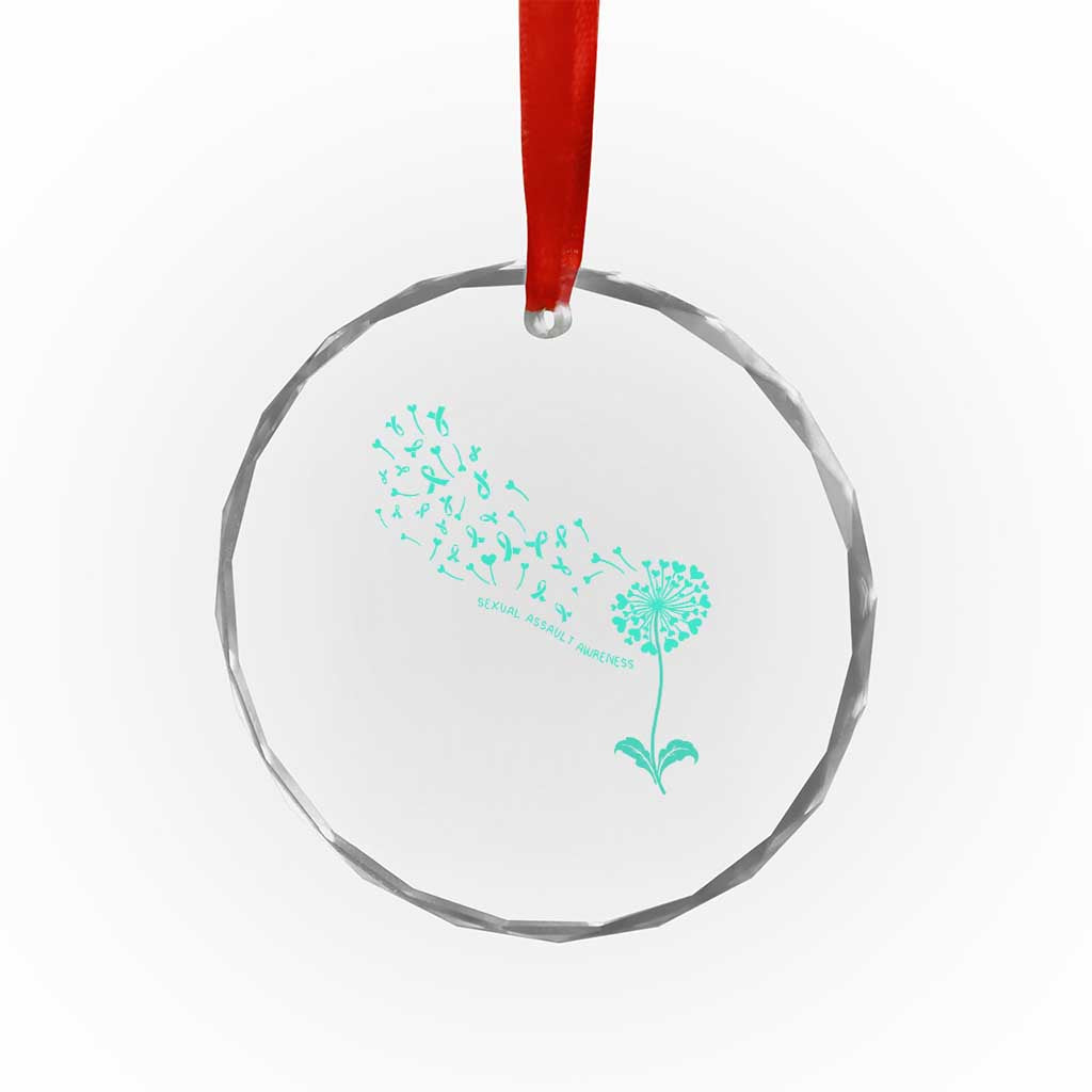 Sexual Assault Awareness Crystal Glass Ornament Teal Dandelion Ribbons TS14 Print Your Wear