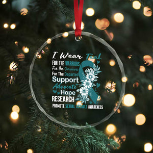 Sexual Assault Awareness Crystal Glass Ornament Teal Ribbon Flower TS14 Print Your Wear