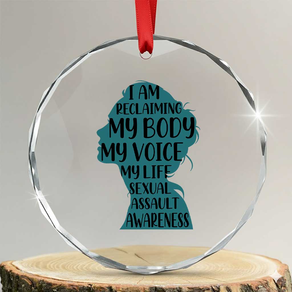 Sexual Assault Awareness Crystal Glass Ornament Women Support Survivors TS14 Transparent Glass 3'' Circle Print Your Wear