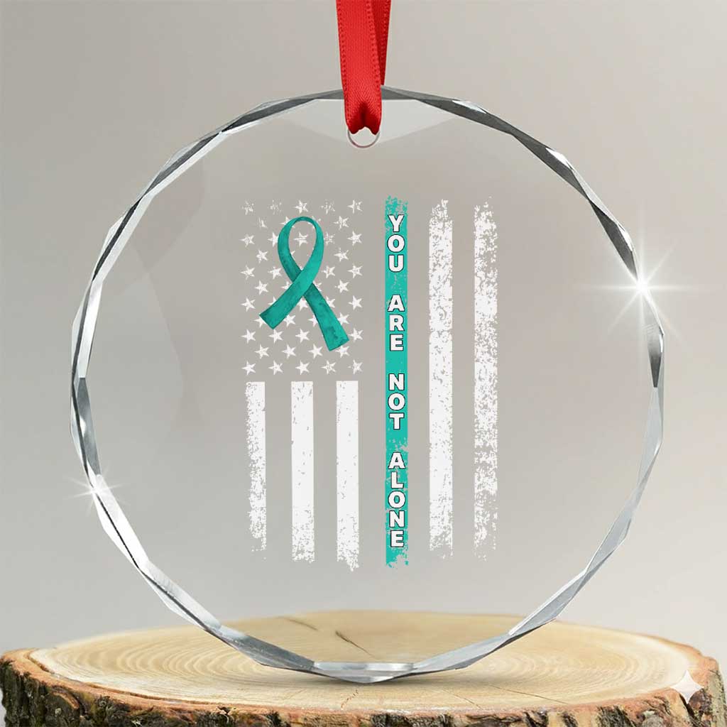 Sexual Assault Awareness Crystal Glass Ornament You Are Not Alone Ribbon Flag TS14 Transparent Glass 3'' Circle Print Your Wear