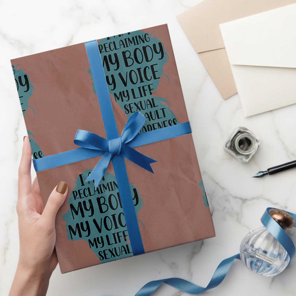 Sexual Assault Awareness Wrapping Paper Roll Women Support Survivors TS14 Mocha Print Your Wear