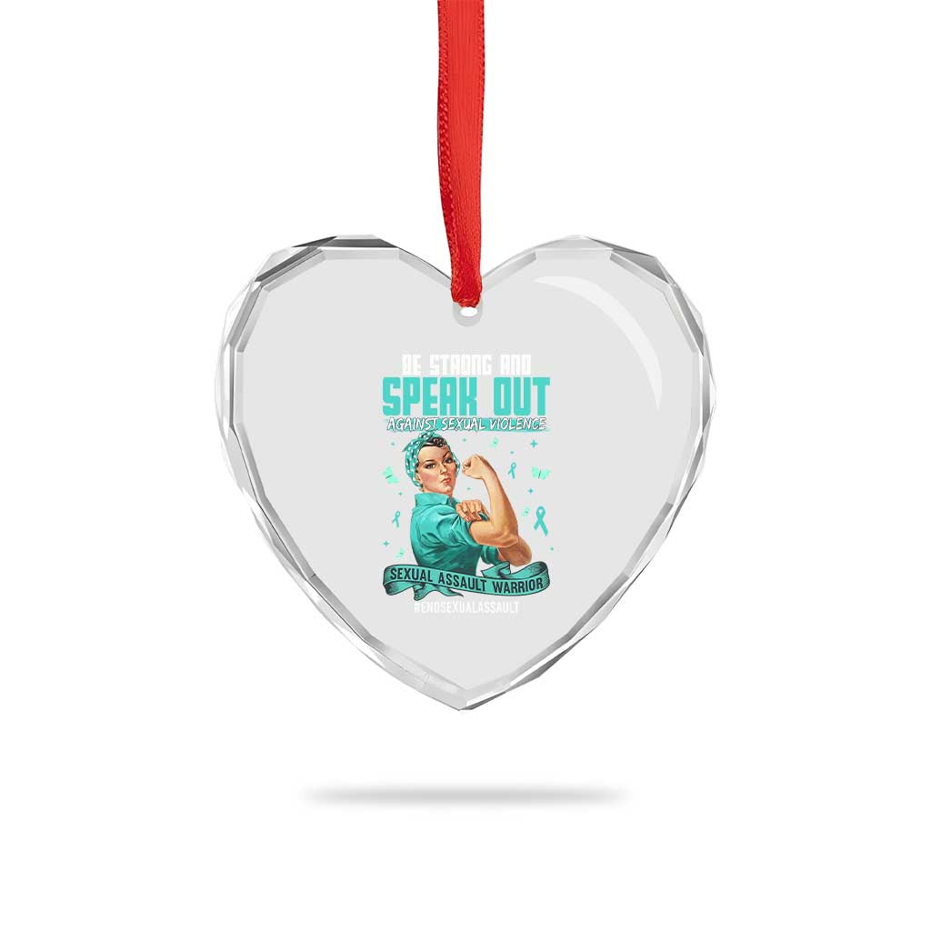 Sexual Assault Awareness Heart Crystal Glass Ornament Be Strong And Speak Out Against Sexual Violence TS14 Print Your Wear