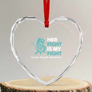 Sexual Assault Awareness Heart Crystal Glass Ornament Her Fight is My Fight TS14 Transparent Glass 3'' Heart Print Your Wear