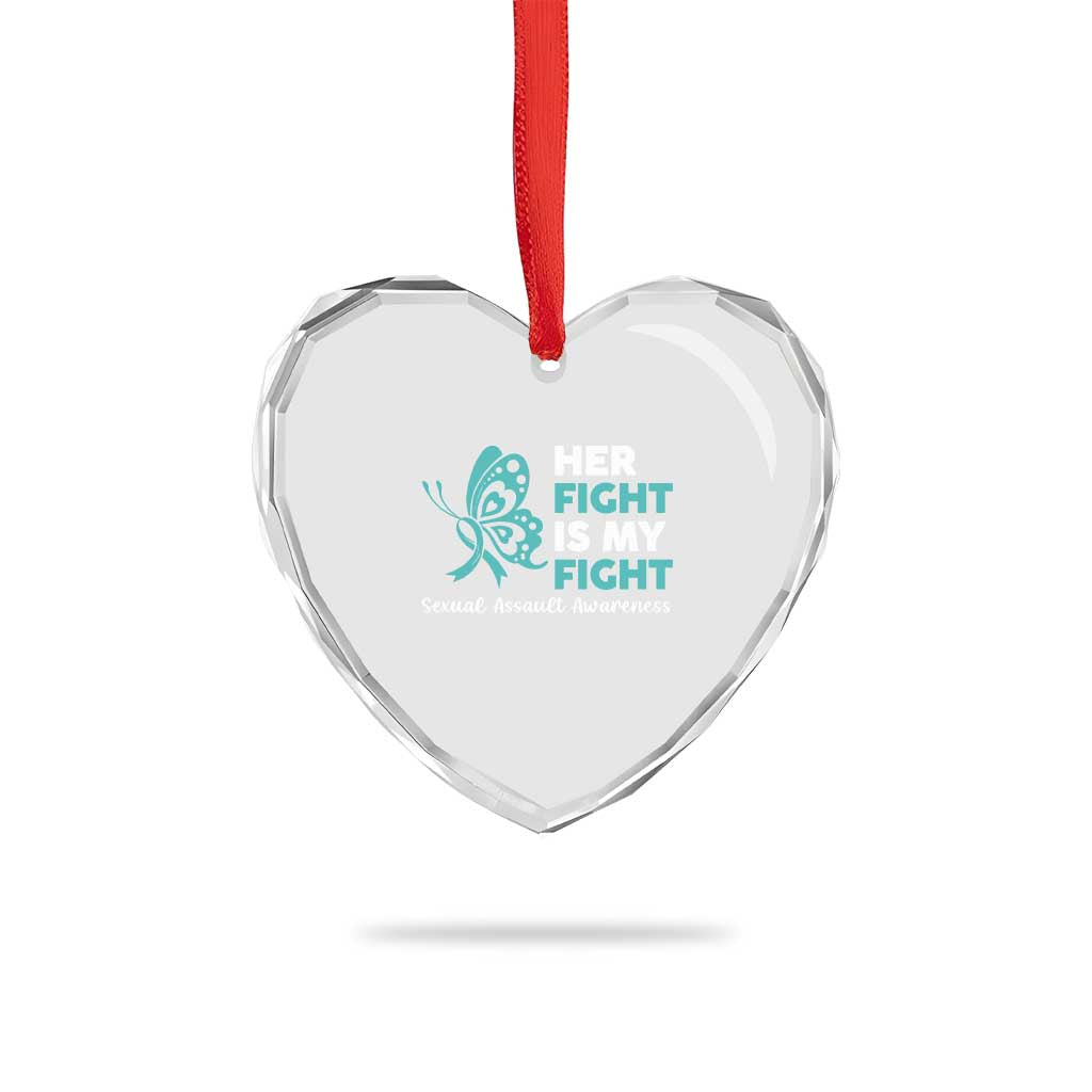 Sexual Assault Awareness Heart Crystal Glass Ornament Her Fight is My Fight TS14 Print Your Wear
