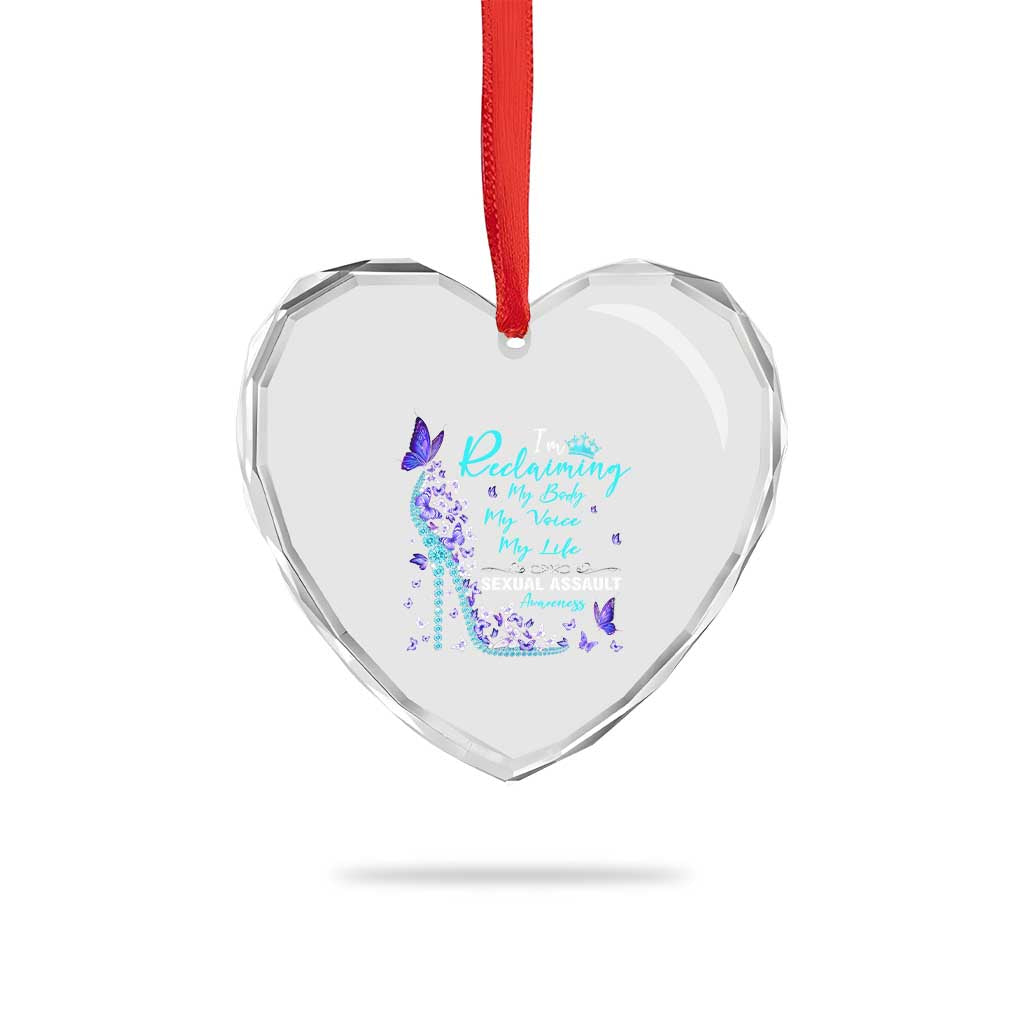 Sexual Assault Awareness Heart Crystal Glass Ornament I Am Reclaiming My Body My Voice My Life TS14 Print Your Wear