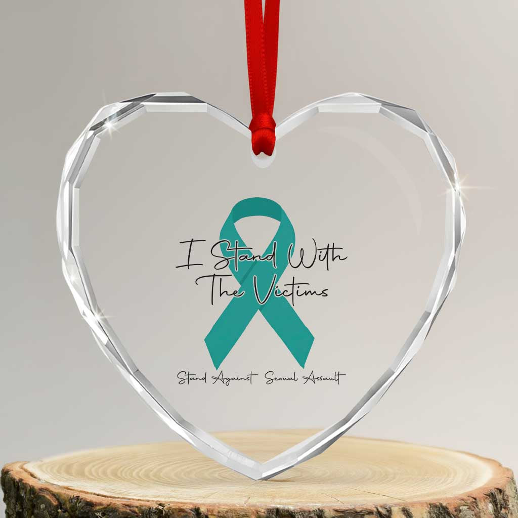 Sexual Assault Awareness Heart Crystal Glass Ornament I Stand With The Victims TS14 Transparent Glass 3'' Heart Print Your Wear