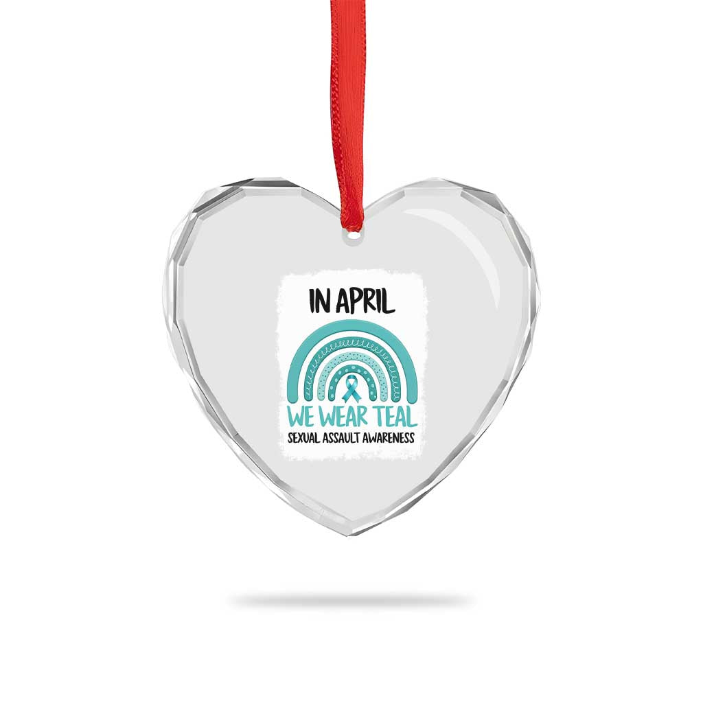Sexual Assault Awareness Heart Crystal Glass Ornament In April We Wear Teal Ribbon TS14 Print Your Wear