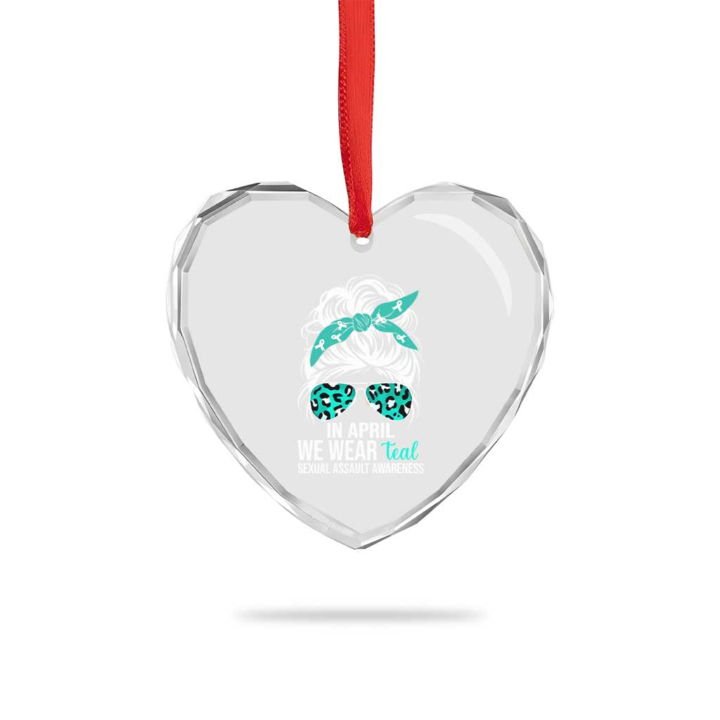 Sexual Assault Awareness Heart Crystal Glass Ornament In April We Wear Teal Women TS10 Print Your Wear