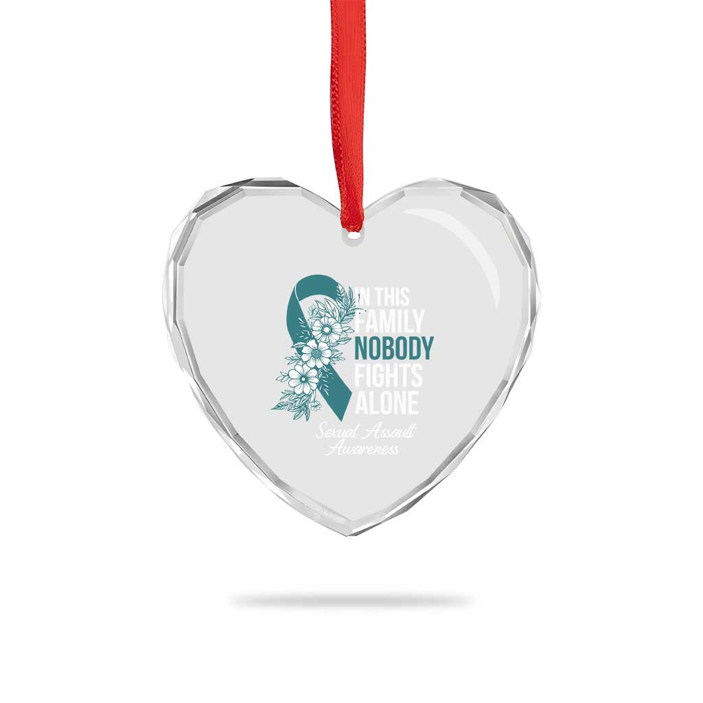 Sexual Assault Awareness Heart Crystal Glass Ornament In This Family Nobody Fights Alone TS14 Print Your Wear