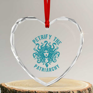 Sexual Assault Awareness Heart Crystal Glass Ornament Petrify The Patriarchy Medusa Feminism TS14 Transparent Glass 3'' Heart Print Your Wear