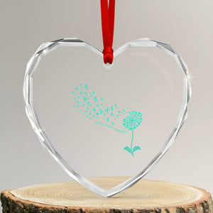 Sexual Assault Awareness Heart Crystal Glass Ornament Teal Dandelion Ribbons TS14 Transparent Glass 3'' Heart Print Your Wear