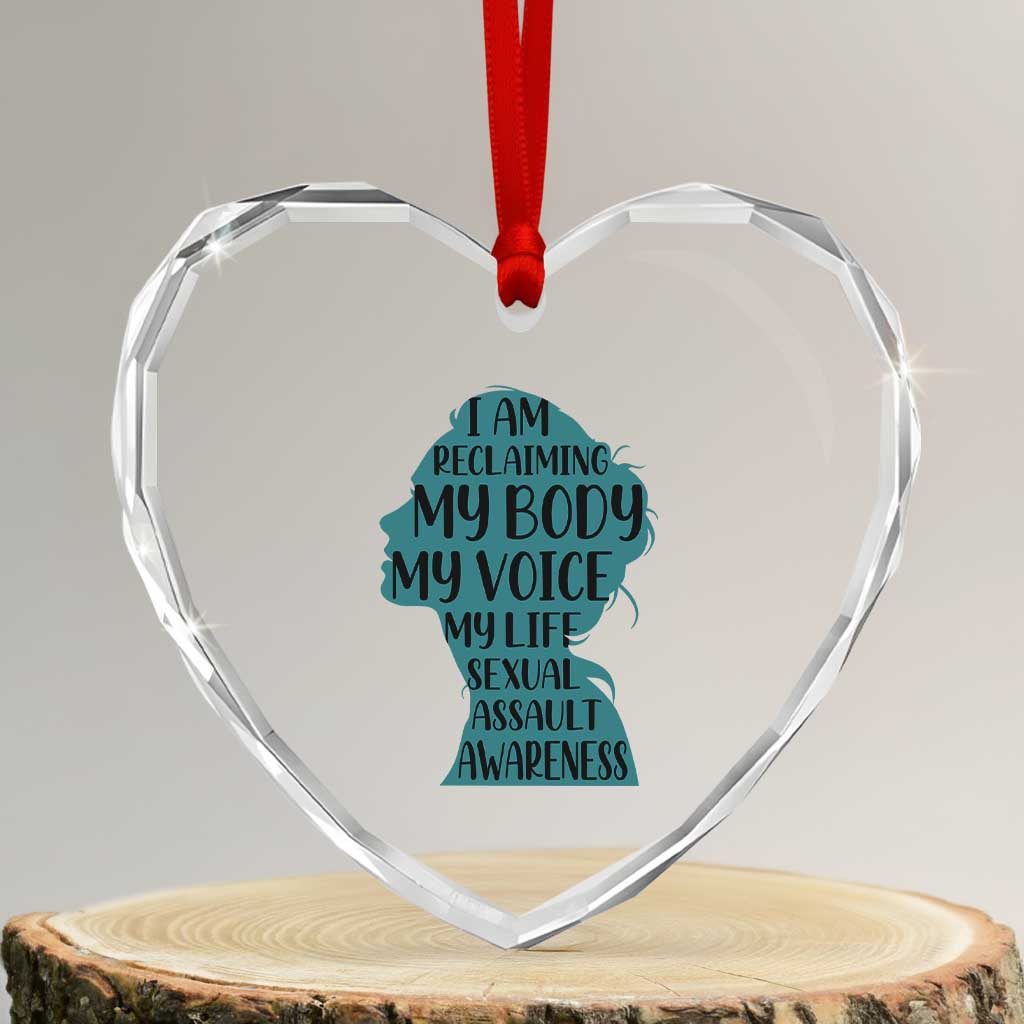 Sexual Assault Awareness Heart Crystal Glass Ornament Women Support Survivors TS14 Transparent Glass 3'' Heart Print Your Wear