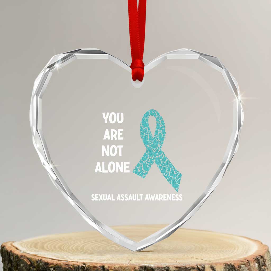 Sexual Assault Awareness Heart Crystal Glass Ornament You Are Not Alone TS14 Transparent Glass 3'' Heart Print Your Wear