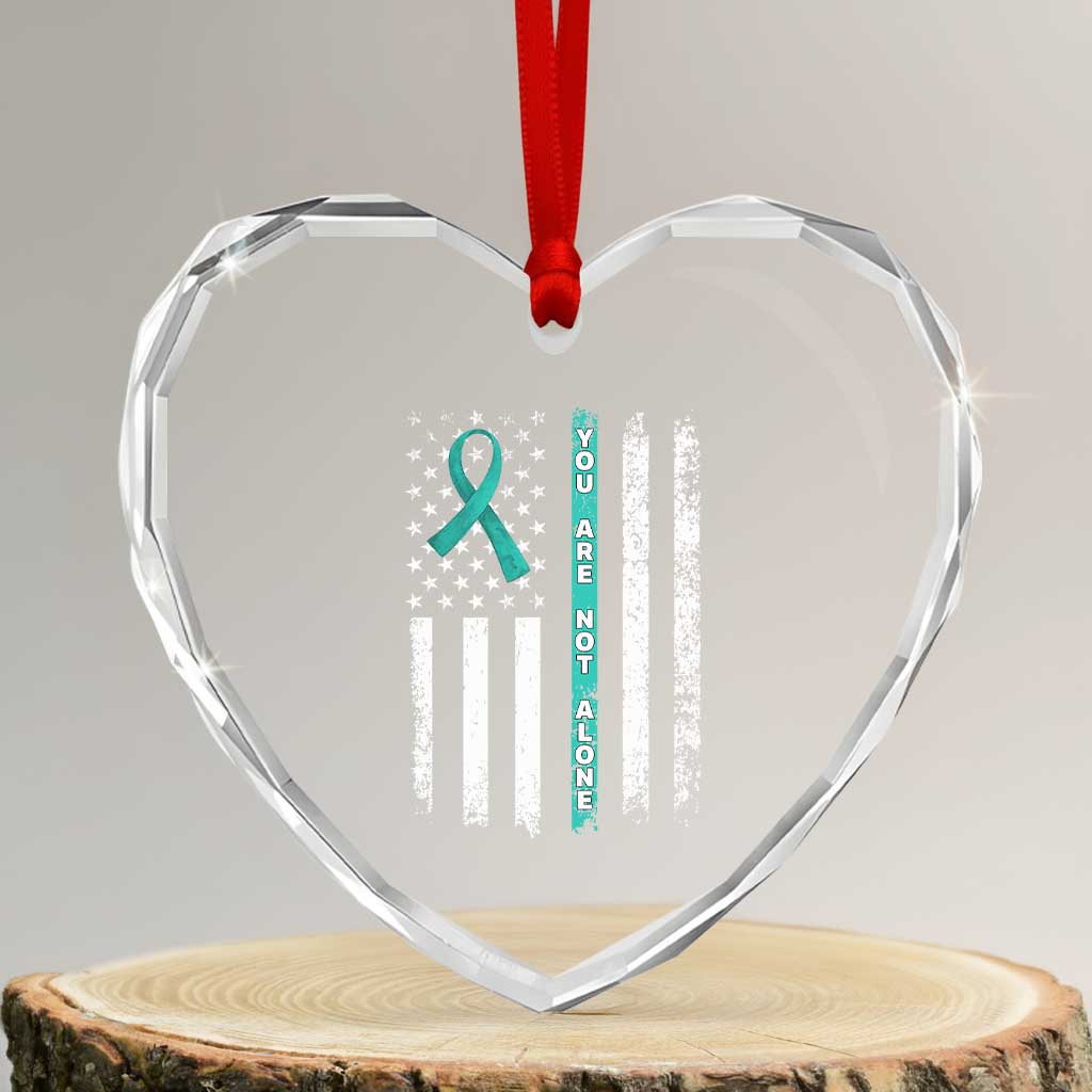 Sexual Assault Awareness Heart Crystal Glass Ornament You Are Not Alone Ribbon Flag TS14 Transparent Glass 3'' Heart Print Your Wear