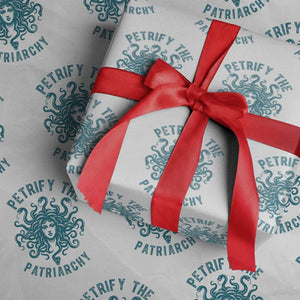 Sexual Assault Awareness Wrapping Paper Roll Petrify The Patriarchy Medusa Feminism TS14 White Print Your Wear