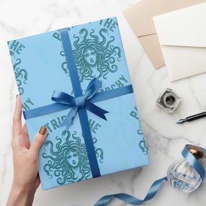 Sexual Assault Awareness Wrapping Paper Roll Petrify The Patriarchy Medusa Feminism TS14 Light Blue Print Your Wear