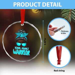 Sexual Assault Awareness Messy Bun Support Survivors Crystal Glass Ornament TS14 Print Your Wear