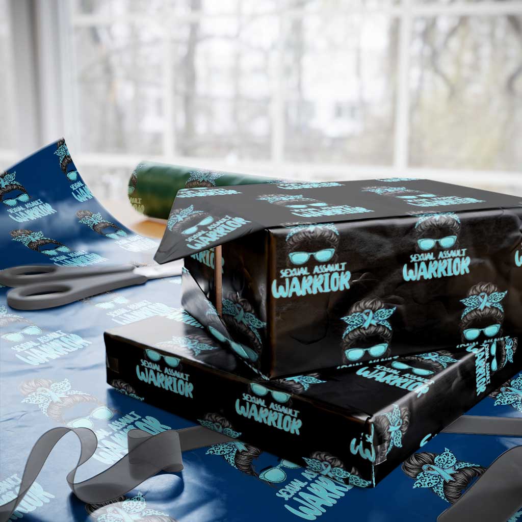Sexual Assault Awareness Messy Bun Support Survivors Wrapping Paper Roll TS14 Black Print Your Wear