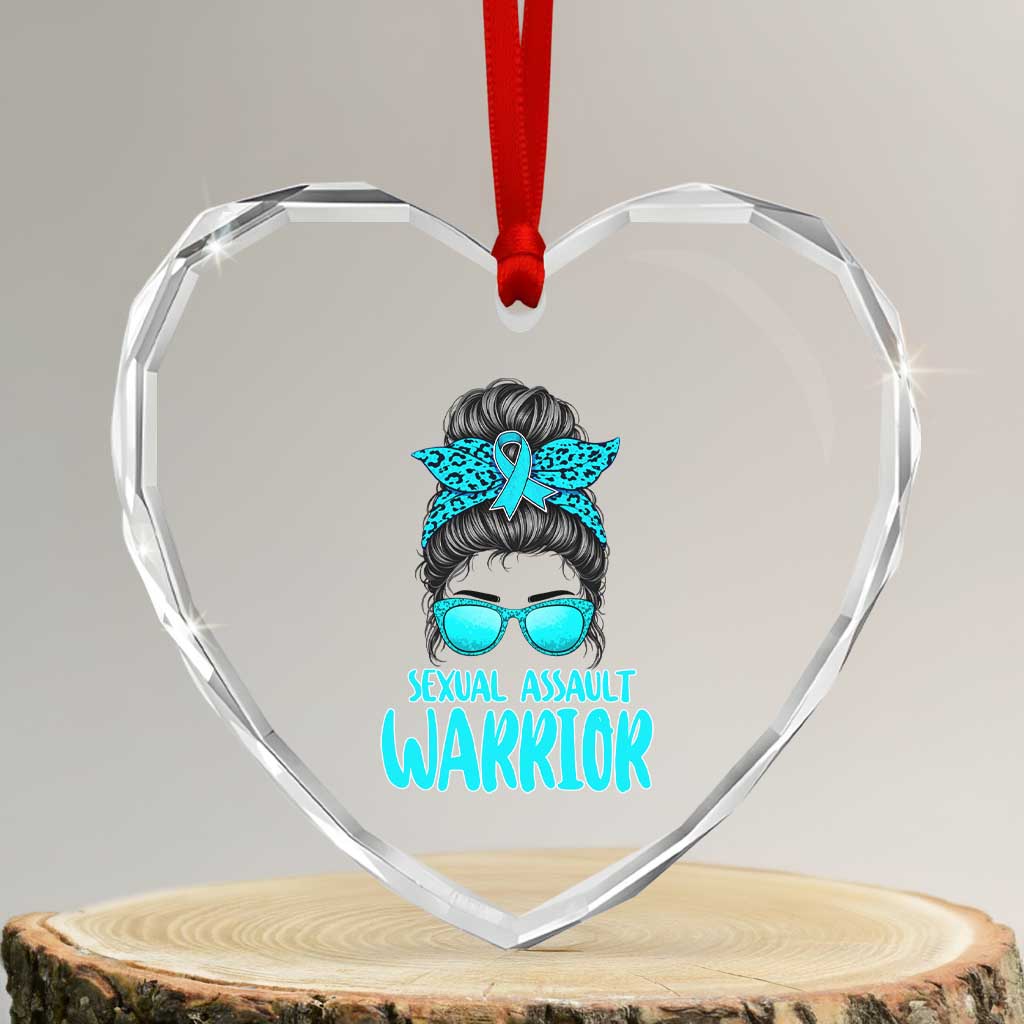 Sexual Assault Awareness Messy Bun Support Survivors Heart Crystal Glass Ornament TS14 Transparent Glass 3'' Heart Print Your Wear