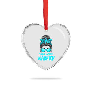 Sexual Assault Awareness Messy Bun Support Survivors Heart Crystal Glass Ornament TS14 Print Your Wear