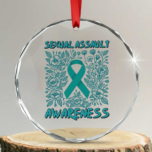 Sexual Assault Awareness Month Crystal Glass Ornament TS14 Transparent Glass 3'' Circle Print Your Wear