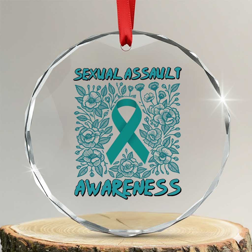 Sexual Assault Awareness Month Crystal Glass Ornament TS14 Transparent Glass 3'' Circle Print Your Wear