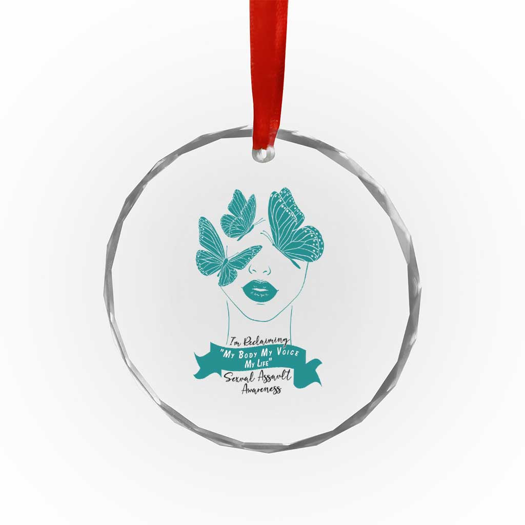 Sexual Assault Awareness Month Crystal Glass Ornament I Am Reclaiming My Body My Voice My Life TS14 Print Your Wear