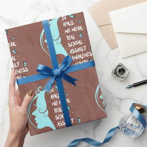 Sexual Assault Awareness Month Wrapping Paper Roll In April We Wear Teal Ribbon TS14 Mocha Print Your Wear