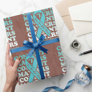 Sexual Assault Awareness Month Wrapping Paper Roll Teal Ribbon Consent Matters You Are Not Alone TS14 Mocha Print Your Wear