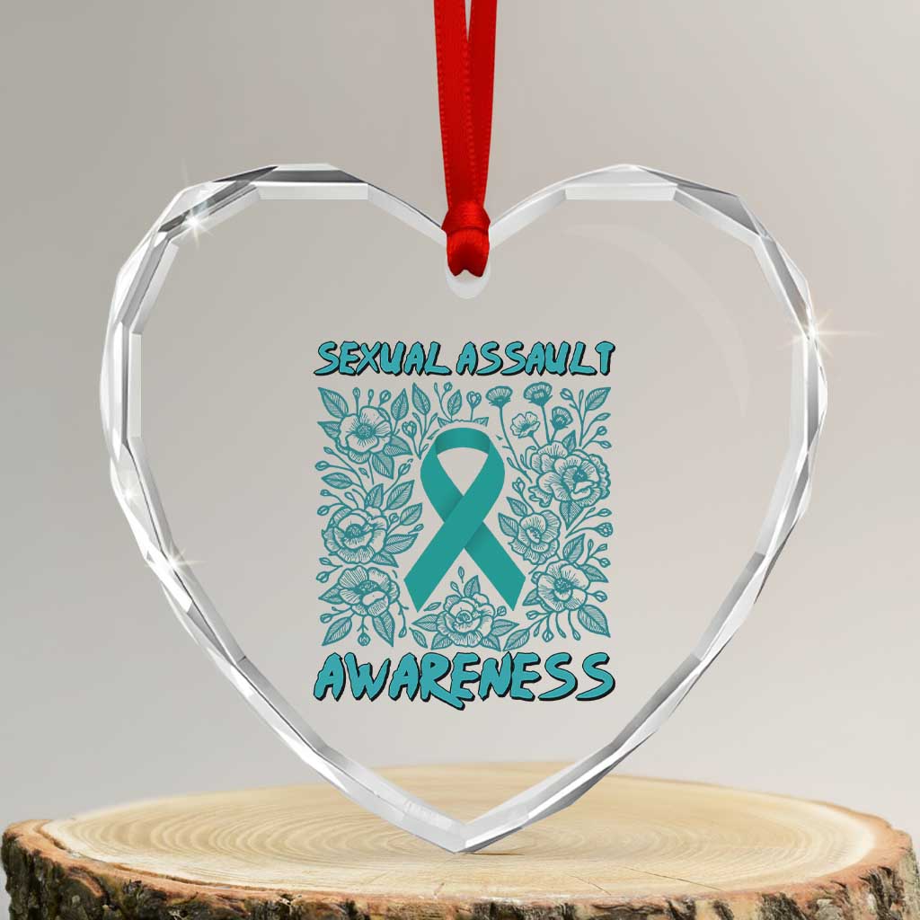 Sexual Assault Awareness Month Heart Crystal Glass Ornament TS14 Transparent Glass 3'' Heart Print Your Wear