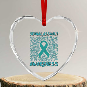 Sexual Assault Awareness Month Heart Crystal Glass Ornament TS14 Transparent Glass 3'' Heart Print Your Wear