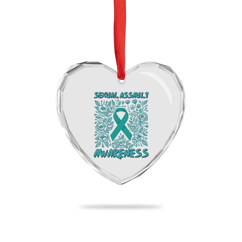 Sexual Assault Awareness Month Heart Crystal Glass Ornament TS14 Print Your Wear