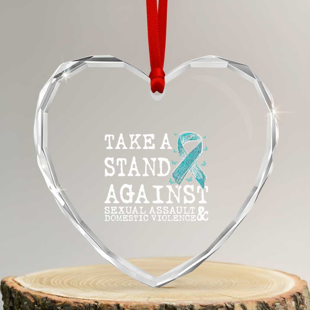 Sexual Assault Awareness Month Heart Crystal Glass Ornament Stand Against Sexual Assault & Domestic Violence TS14 Transparent Glass 3'' Heart Print Your Wear