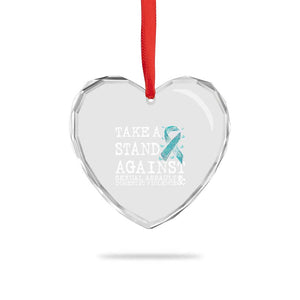 Sexual Assault Awareness Month Heart Crystal Glass Ornament Stand Against Sexual Assault & Domestic Violence TS14 Print Your Wear