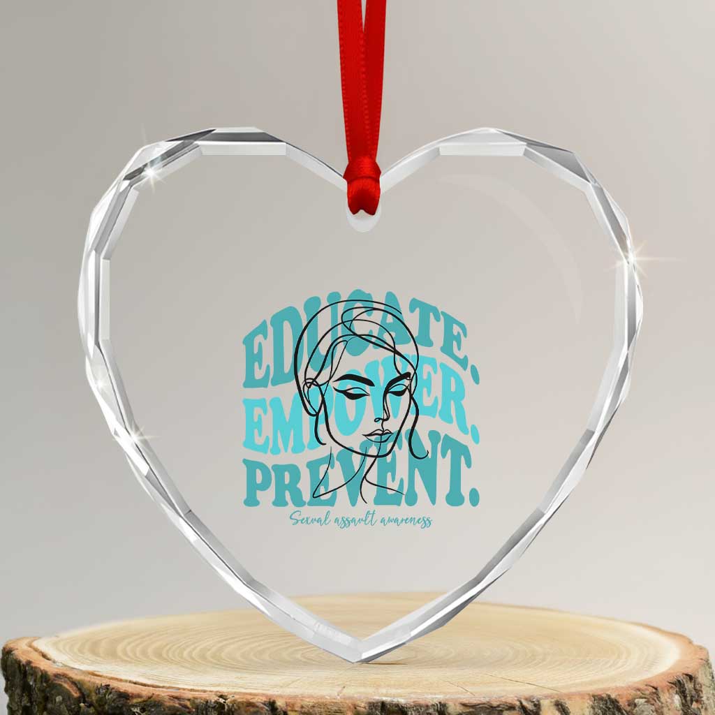 Sexual Assault Awareness Prevention Heart Crystal Glass Ornament Educate Empower Prevent Women's Right TS14 Transparent Glass 3'' Heart Print Your Wear
