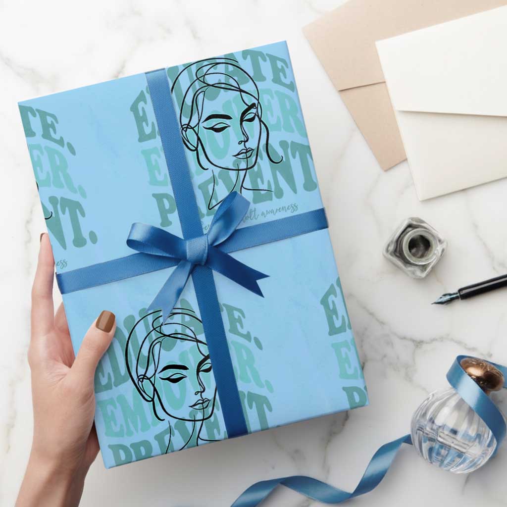 Sexual Assault Awareness Prevention Wrapping Paper Roll Educate Empower Prevent Women's Right TS14 Light Blue Print Your Wear