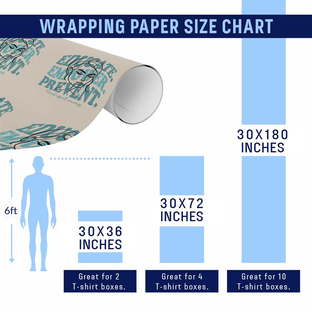 Sexual Assault Awareness Prevention Wrapping Paper Roll Educate Empower Prevent Women's Right TS14 Print Your Wear