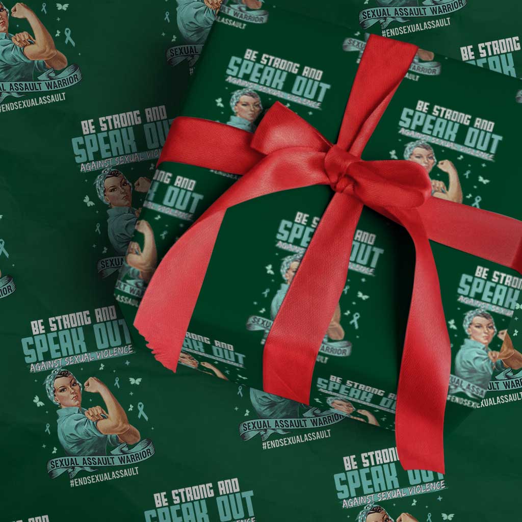 Sexual Assault Awareness Wrapping Paper Roll Be Strong And Speak Out Against Sexual Violence TS14 Green Print Your Wear