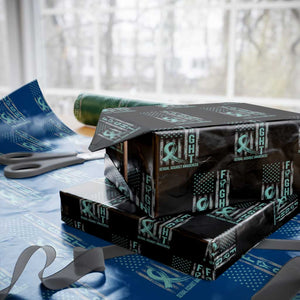 Sexual Assault Awareness Wrapping Paper Roll Fight Cancer American Flag Teal Ribbon TS10 Black Print Your Wear
