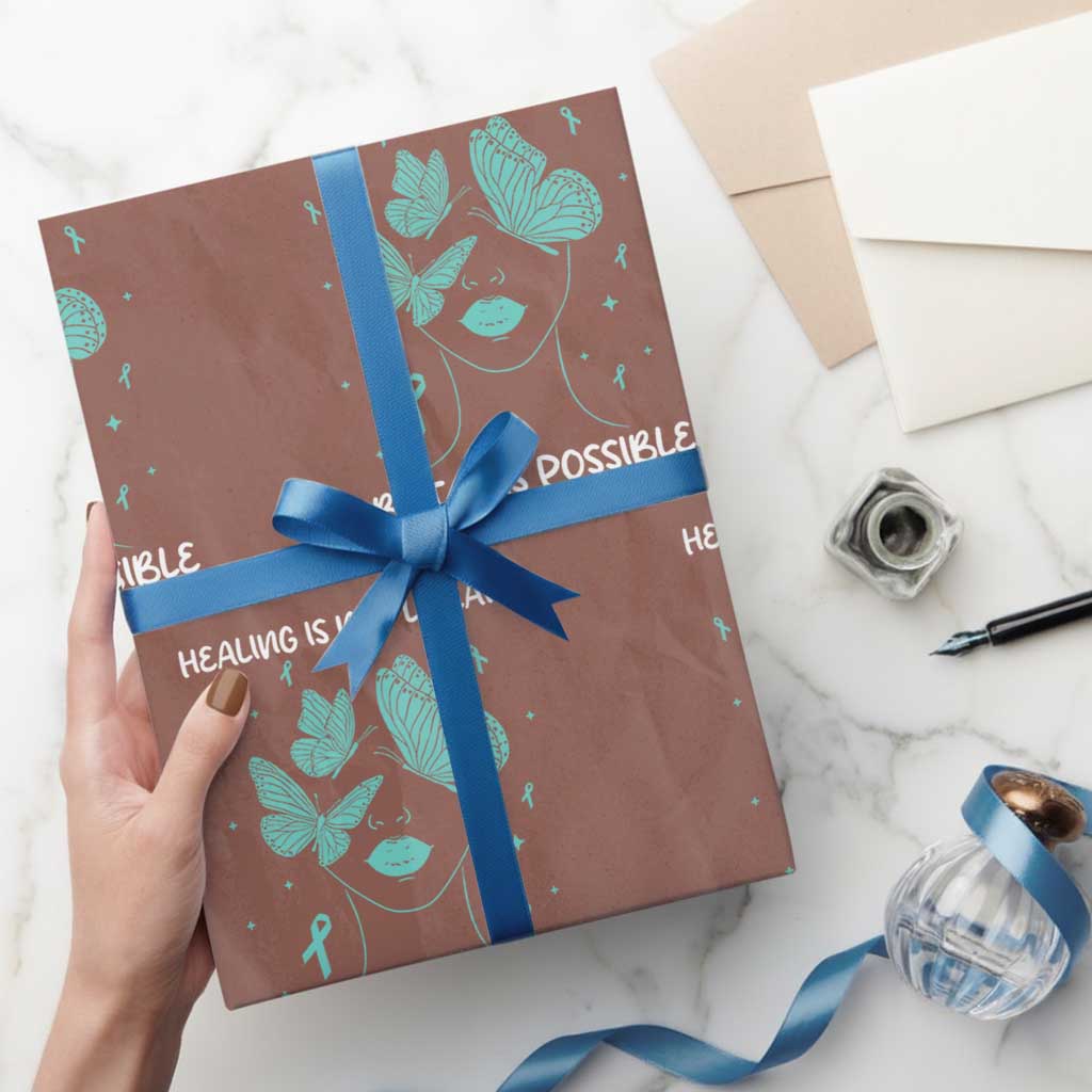 Sexual Assault Awareness Wrapping Paper Roll Healing Is Not Linear But It Is Possible TS14 Mocha Print Your Wear