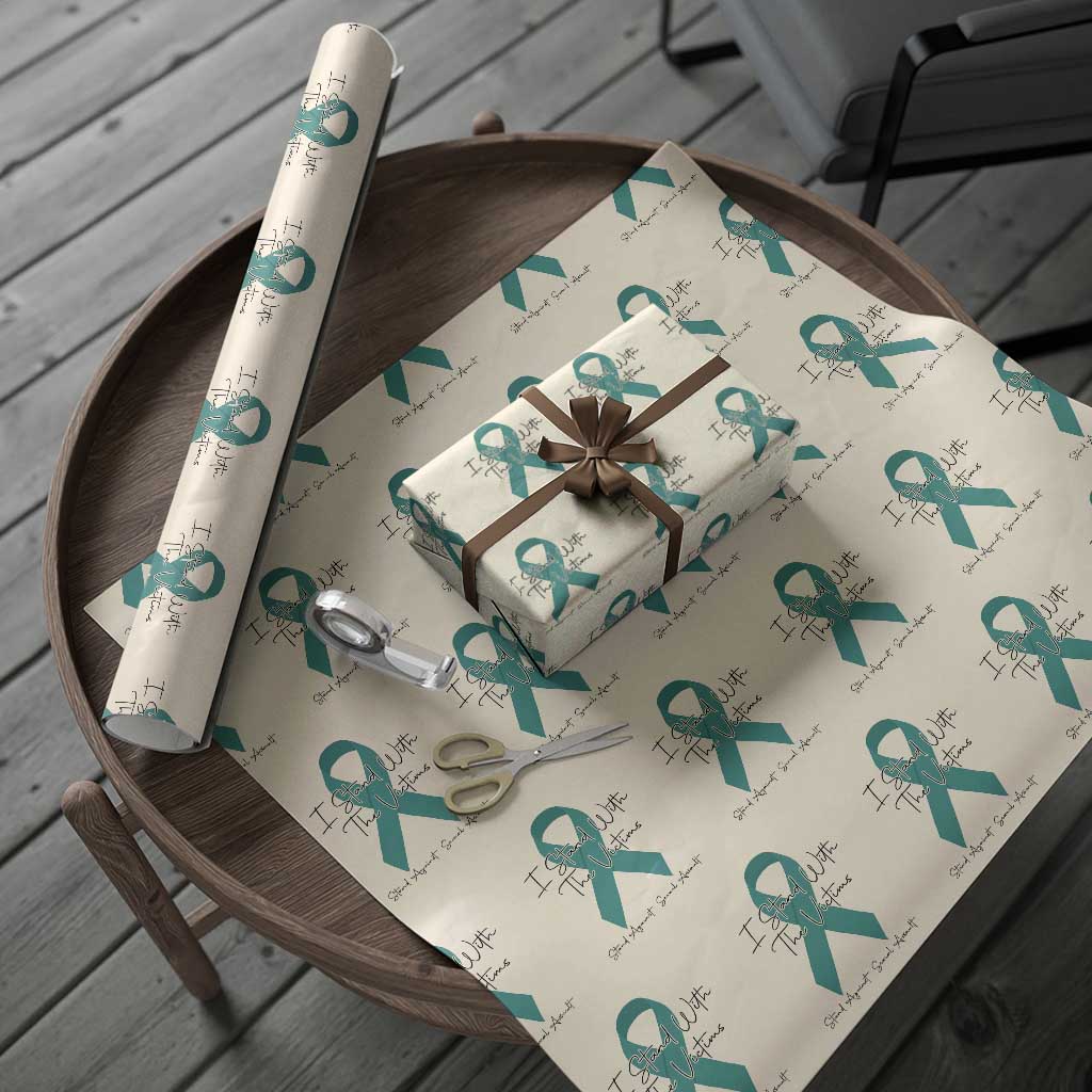 Sexual Assault Awareness Wrapping Paper Roll I Stand With The Victims TS14 Beige Print Your Wear