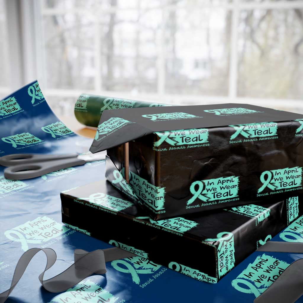 Sexual Assault Awareness Wrapping Paper Roll In April We Wear Teal TS10 Black Print Your Wear